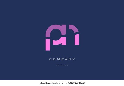 pn p n  pink blue pastel modern abstract alphabet company logo design vector icon template 