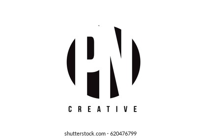 PN P N White Letter Logo Design with Circle Background Vector Illustration Template.