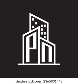 PN real estate logo Design with building style , Logo Stock Vector