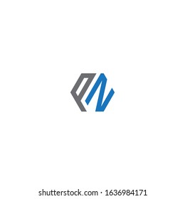 PN unique monogram style logo design with blue and grey.