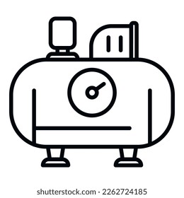 Vector de contorno de icono del compresor neumático. Tanque de presión. Motor eléctrico