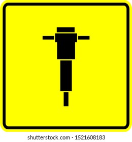signo de vector amarillo neumático de perforación o jackhammer