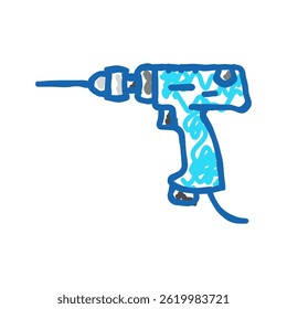 pneumatic drill tool work doodle icon sketch vector. pneumatic drill tool work sign. isolated symbol illustration