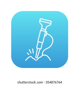Pneumatic hammer drill line icon for web, mobile and infographics. Vector white icon on the blue gradient square with rounded corners isolated on white background.