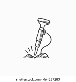 Pneumatic hammer drill vector sketch icon isolated on background. Hand drawn Pneumatic hammer drill icon. Pneumatic hammer drill sketch icon for infographic, website or app.
