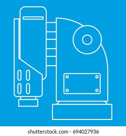 Pneumatic hammer machine icon blue outline style isolated vector illustration. Thin line sign