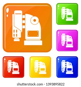 Pneumatic hammer machine icons set collection vector 6 color isolated on white background