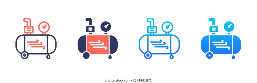 Pneumatisches Symbolpaket in mehreren Stilen