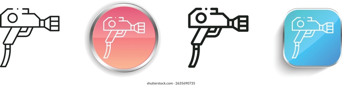 pneumatisches Symbol. Design mit dünnen Linien, regelmäßigen Linien und Schaltflächen einzeln auf weißem Hintergrund