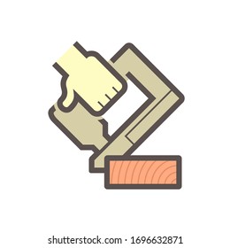 Pneumatic nailer or stapler gun vector icon. Also called nail gun, nailgun. Professional construction tool, equipment for builder or carpenter to repair, install wood, hardwood, engineered flooring.
