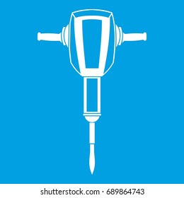 Pneumatic plugger hammer icon white isolated on blue background vector illustration