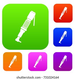 Pneumatic screwdriver set icon color in flat style isolated on white. Collection sings vector illustration