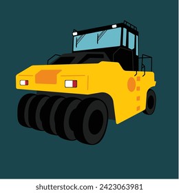 Pneumatic tired roller is a type of heavy equipment that functions to compact material or soil surfaces. 

Flat design, The design is simple yet attractive, suitable for use as an icon, background, or