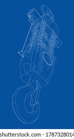Pneumatic Wire Rope Winch concept outline. Vector rendering of 3d. Wire-frame style. The layers of visible and invisible lines are separated