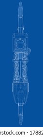 Pneumatic Wire Rope Winch concept outline. Vector rendering of 3d. Wire-frame style. The layers of visible and invisible lines are separated