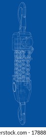 Pneumatic Wire Rope Winch concept outline. Vector rendering of 3d. Wire-frame style. The layers of visible and invisible lines are separated