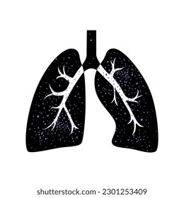 Pneumoconiosis, asbestosis and silicosis. Coal workers disease, CWP or black lung occupational illness, coal mine dust or asbestos in the respiratory system. Shortness of breath, chest pain vector