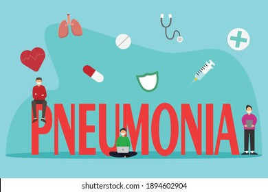 Pneumonia 2D flat vector concept for banner, website, illustration, landing page, flyer, etc