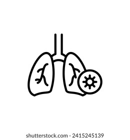 Pneumonia Bacterium Vector Line Icon Illustration.