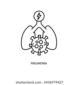 icono de la línea conceptual de neumonía. Ilustración de elemento simple. diseño de símbolo de esquema de concepto de neumonía.