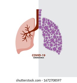 Pneumonia effect of infected with Covid-19 or Novel Coronavirus, vector illutrator