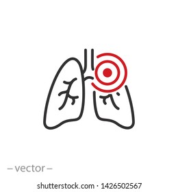 pneumonia icon, asthma or tuberculosis, line symbol on white background - editable stroke vector illustration eps10