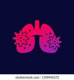 pneumonia icon with lungs and virus