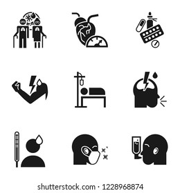 Pneumonia icon set. Simple set of 9 pneumonia vector icons for web design isolated on white background