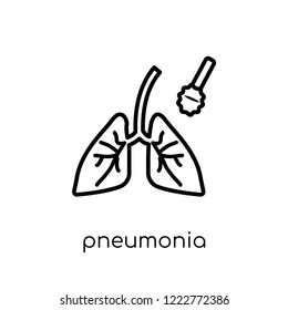 pneumonia icon. Trendy modern flat linear vector pneumonia icon on white background from thin line Diseases collection, editable outline stroke vector illustration