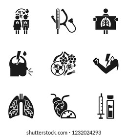 Pneumonia infection icon set. Simple set of 9 pneumonia infection vector icons for web design isolated on white background