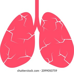 Pneumonia and lung cancer. Disease and illness is damaging internal organ in human body. Health problem based on infection, virus, bacteria, tumor and carcinoma. Vector illustration.