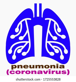 Pneumonia. Lung disease. Cold. Coronavirus (ChOVID-19). Bronchitis. Colds. Illustration of human lungs. Vector icon.
