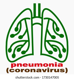 Pneumonia. Lung disease. Cold. Coronavirus (ChOVID-19). Bronchitis. Colds. Illustration of human lungs. Vector icon.
