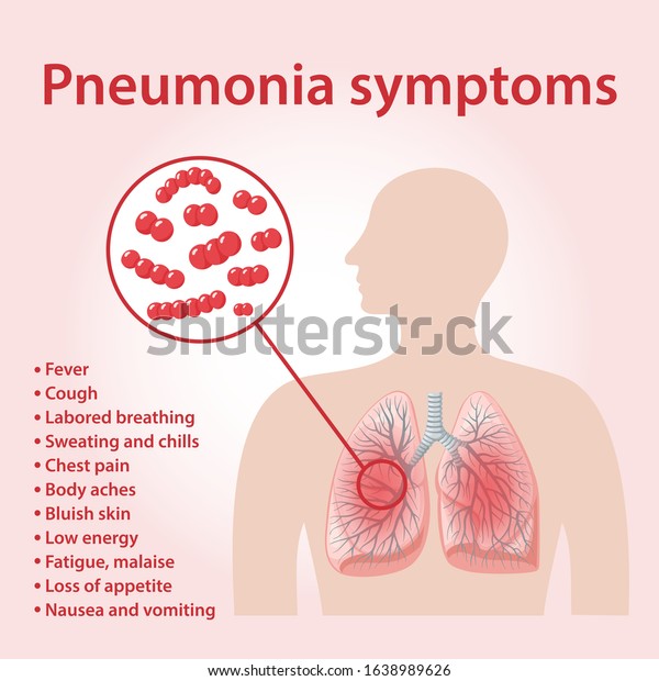 Pneumonia Symptoms Image Human Body Lungs Stock Vector Royalty Free 1638989626 0477