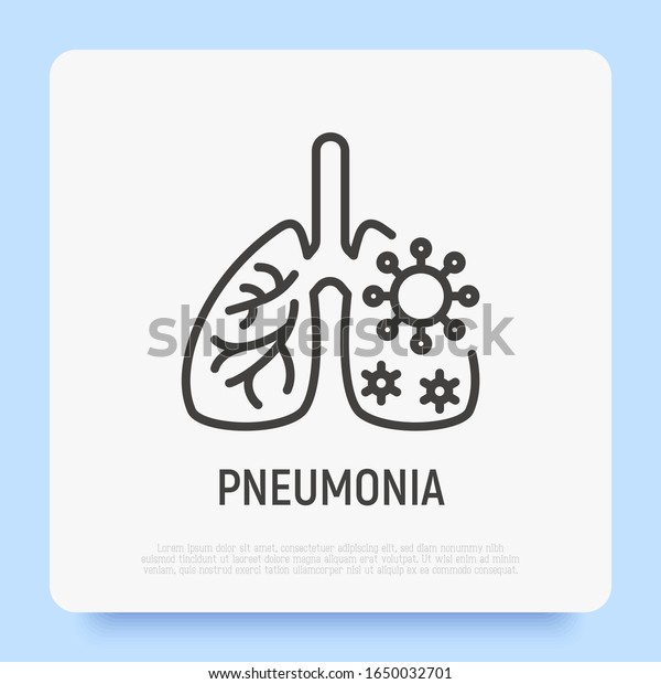 Pneumonia Thin Line Icon Inflammation Lungs Stock Vector (Royalty Free ...