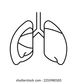 vector de icono de la línea de la enfermedad de pneumothorax. signo de enfermedad neumotórax. símbolo de contorno aislado ilustración negra