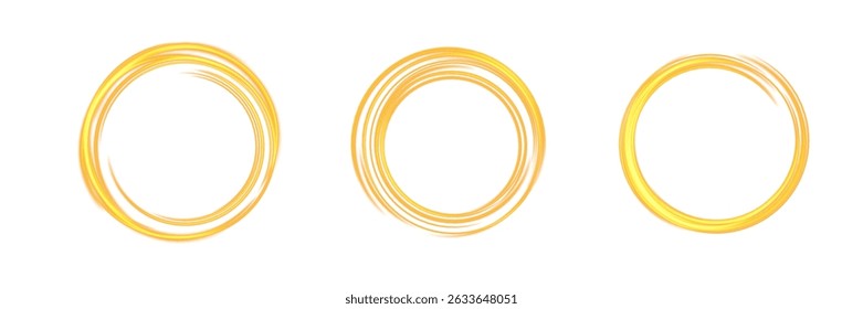 PNG Abstract Circular Brush Ring with Gold Swirl Effect and Transparent Background for Elegant Frame Use