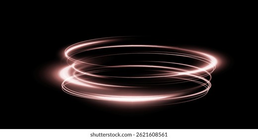 Png abstract red light wave with neon swirl, shimmer,  glowing flare. Dynamic energy curve with luxury sparkle effect on transparent background. Perfect for design and wallpaper.	
