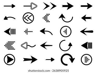 PNG arrow icon with black direction symbol and digital pointer for web application or interface buttons in vector set including sketch design and abstract motion element