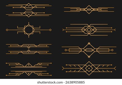 PNG art template with golden button and geometric border in old luxury style for modern gui menu or user interface including magic ornament and vintage bar set