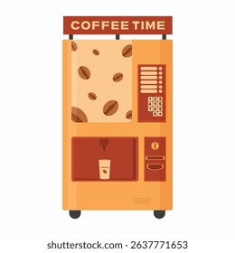 PNG beverage container with coffee and tea product in plastic box from vending appliance for buying sweets or juice with healthy dessert and popcorn in automatic service machine