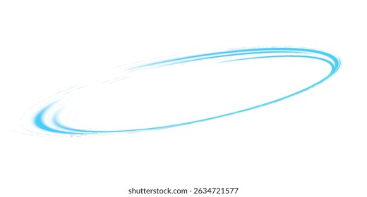 PNG Blue Energy Curve Light Trail with Neon Glow Effect on Transparent Background for Futuristic or Motion Design