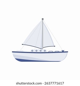 PNG boat in harbor with fresh fish symbol and cruiser illustration for fishing industry or seafood catch in marine transportation with traditional sail and ocean travel concept