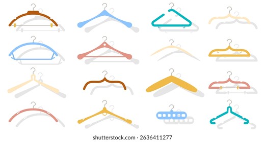 PNG coat hanger with flat vector design and isolated illustration for wardrobe or cloakroom use in textile business featuring empty shape and single shirt equipment