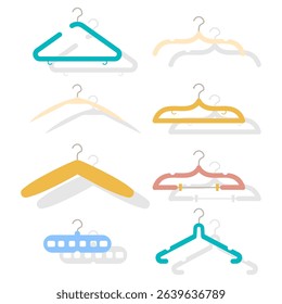 PNG coat hanger with flat vector design and isolated illustration for wardrobe or cloakroom use in textile business featuring empty shape and single shirt equipment
