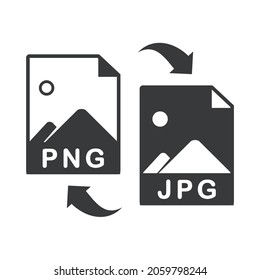 PNG Convert To JPG. File Conversion Sign. Exchange Different Types Of Files. Illustration Vector