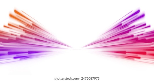 PNG. Curved bright speed line swirls. Neon color glowing lines background, high-speed light trails effect. Colored shiny sparks of spiral wave.	