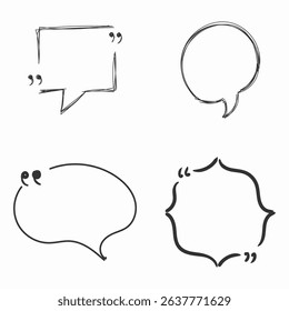PNG design box with hand drawn border and sketch label plus quote icon and scribble message template for comment or discussion background idea in frame for speech or feedback