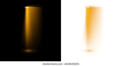 PNG Downward Light Ray com iluminação de ouro brilhante e gradiente suave para Theater ou UI Visual FX