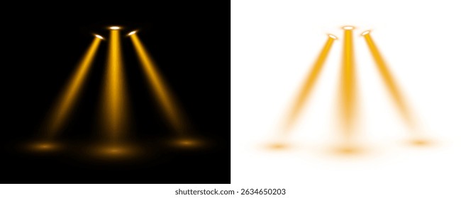 PNG Downward Light Ray com iluminação de ouro brilhante e gradiente suave para Theater ou UI Visual FX
